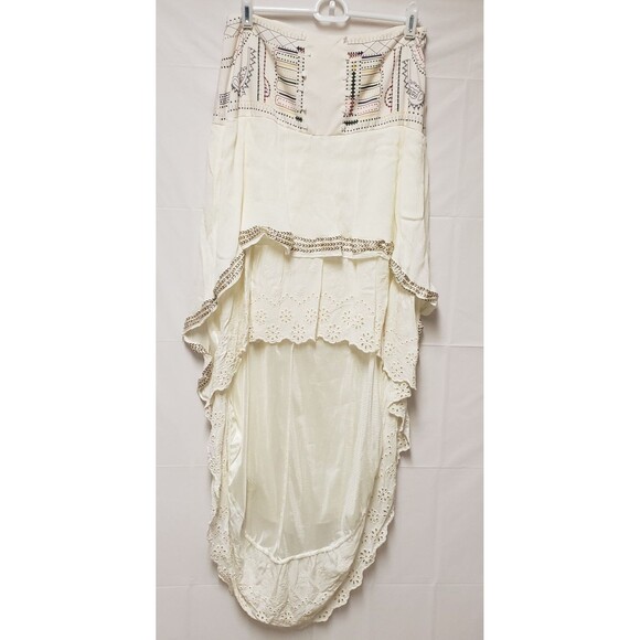 Handmade Cream High-Low Skirt Western Boho Lace Pattern Unbranded Women's PO Exc - Picture 1 of 12